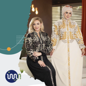 عباية فيلفت مطرزة – أسود × ذهبي