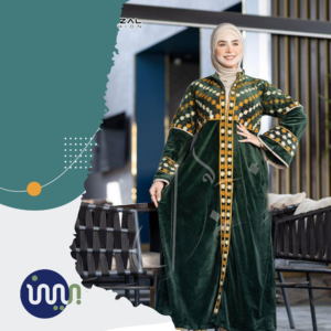 عباية فيلفت مطرزة – أوف وايت × ذهبي